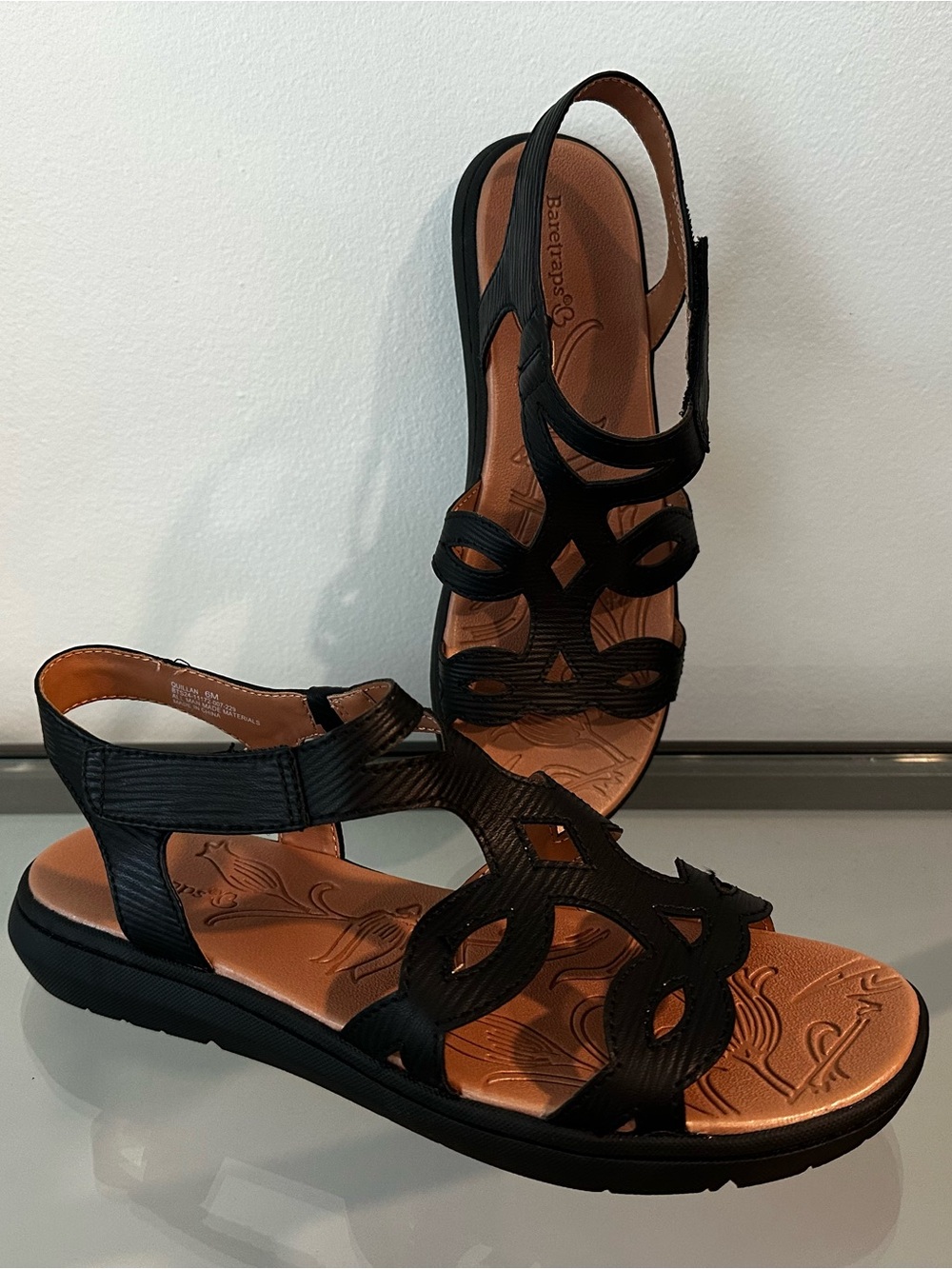 BareTraps Black Strappy Women's Sandals 6